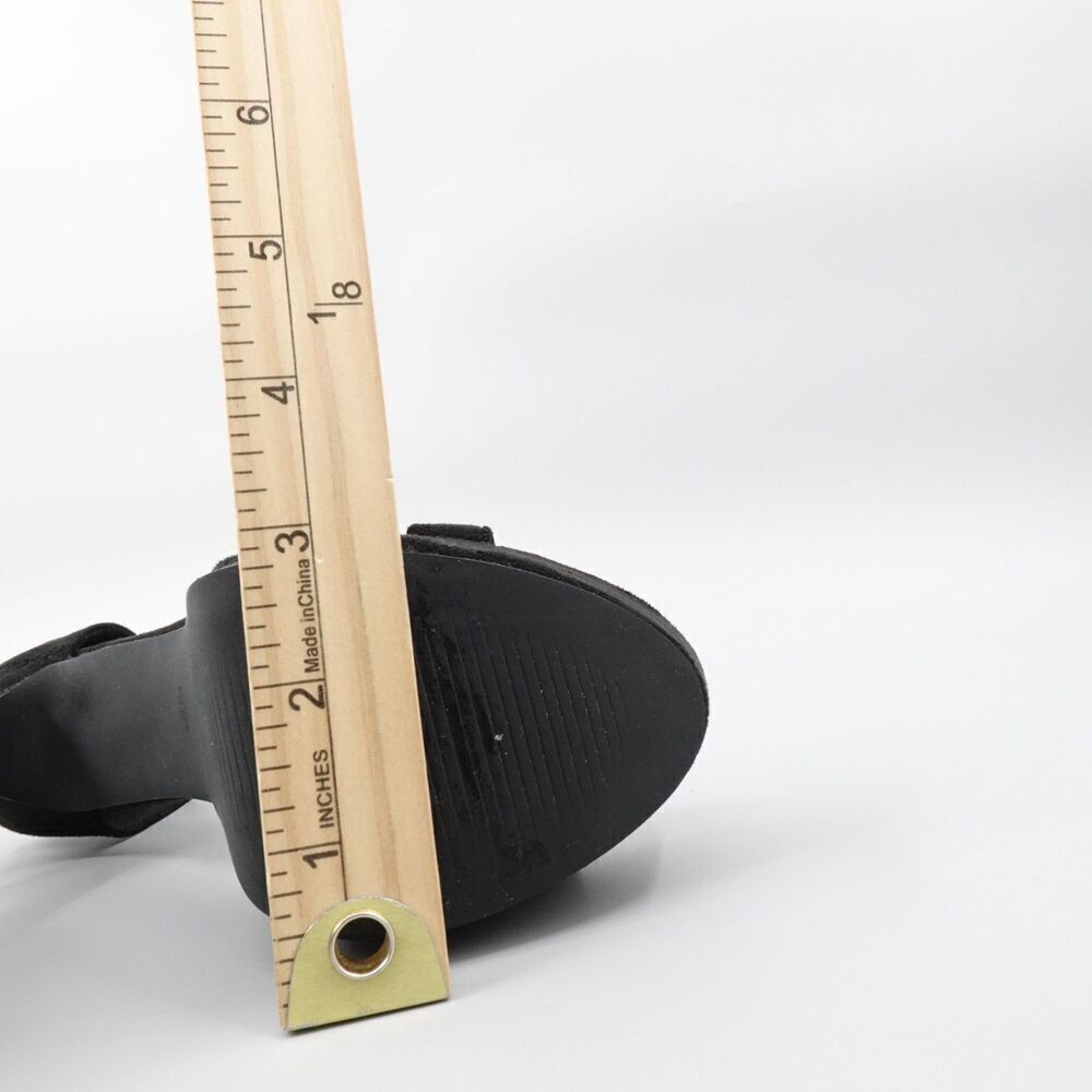 Black Chunky Platform Heels Faux Suede Ankle Strap Whimsigoth Retro Prom hoco - Picture 14 of 16